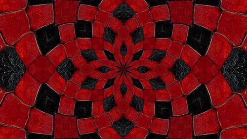 Abstract Red and Black Geometric Kaleidoscope Pattern