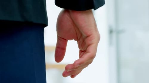 Hand or fist of angry, frustrated and stress businessman in a work office
