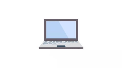 Flat Design Laptop with Data Analytics Screen Animation