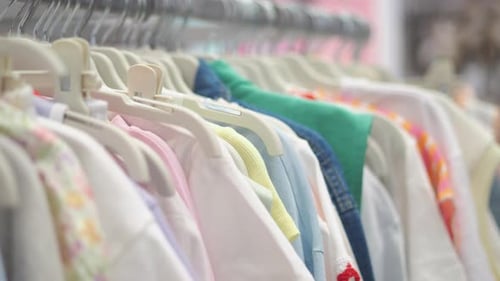 Trendy Clothing Display in Vibrant Retail Store