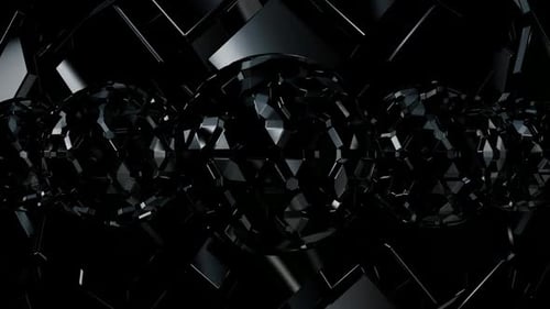 Background with Black Rotating Figures, Exclusive, 3D Render, Reflection, Shapes, Unique Design