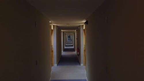 Empty Corridor with Rooms in the Hotel