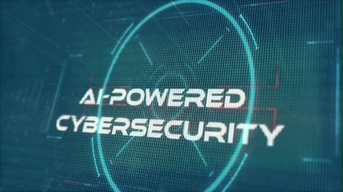 AI Cybersecurity Digital Grid with Futuristic Line Animation