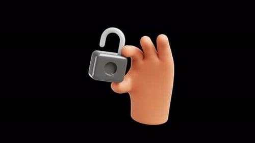 3D Hand Gesture Lock Motion Graphics