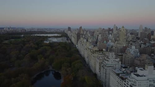 Aerial Views Showcase Central Park and the Upper East Side at Sunset Luxury Apartment Buildings and