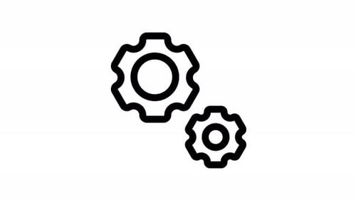 Minimalist Outline Gears Spinning Icon Animation