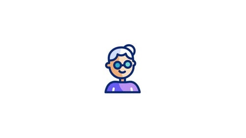 Animated Flat Design Icon of an Elderly Woman