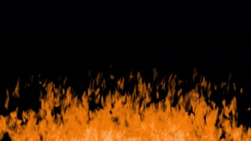 Close Up View Isolated Fire Effect on Black Background Alpha Channel
