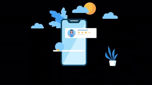 Flat Design Smartphone User Reviews and Star Ratings Animation