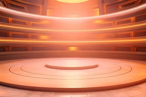 podium Futuristic showcase with platform for product displaying. Empty modern stage display