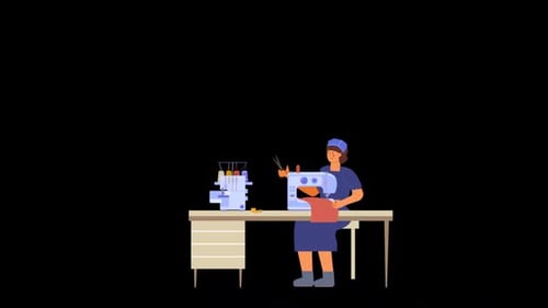 Tailor Woman Holding Scissors Alpha Channel