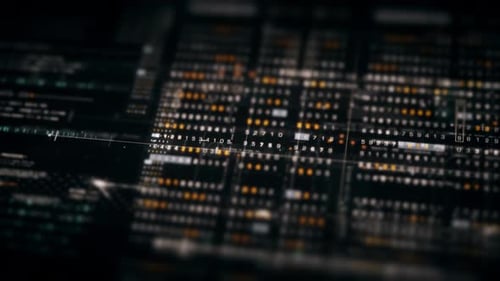 Abstract Futuristic Computer Interface with Animated Code