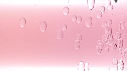 Bubbles Rising in Pink Liquid