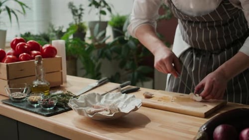 Chef Preparing Food in a Bright Kitchen