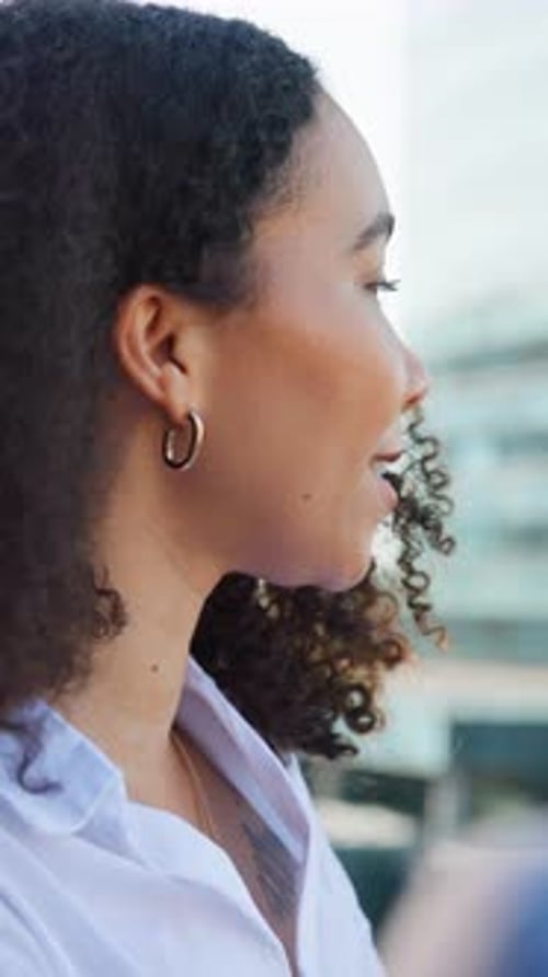 Woman, realtor and discussion with vision on balcony in city for property investment or development
