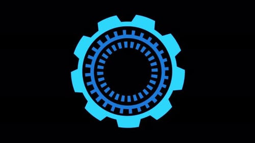 Animated Technology Gear Icon with Rotating Inner Circle