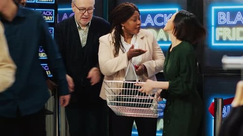 Excited Customers Rush into Black Friday Sales