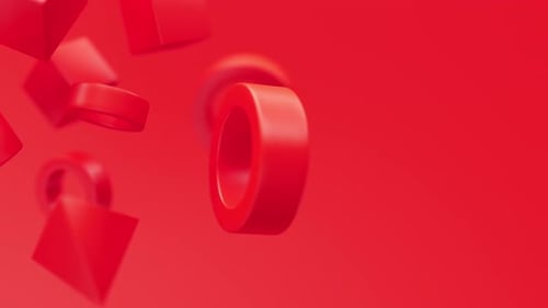 Abstract 3d Red Geometric Shapes Rotating Animation Loop Modern Minimalistic Background 3d Render