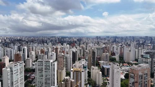 Vídeo aéreo acima do Parque Ibirapuera São Paulo em um dia ensolarado