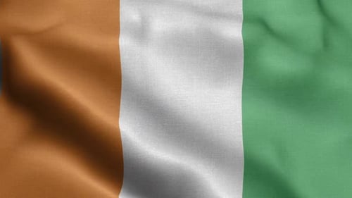 Côte d'Ivoire National Flag Waving in Realistic Style