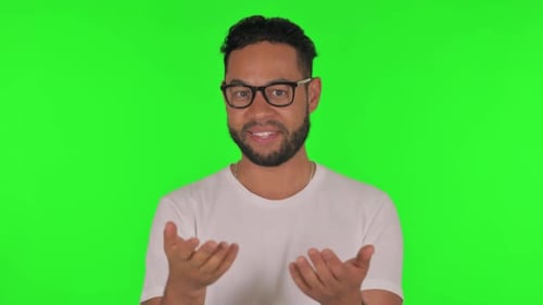 Talking Man Doing Video Chat on Green Background