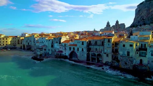 Cefalu Sicily Sunset at the Beach of Cefalu Sicilia Italy