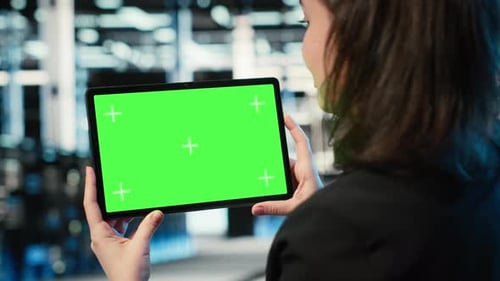 Isolated Screen Tablet in Data Center Used By Software Developer