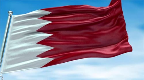 Bahrain Flag Waving Seamlessly Against Blue Sky