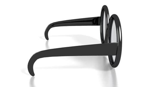 Animated 3D Black Round Glasses Rotation