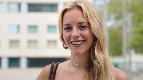 Blonde Woman Smiling Portrait Close Up