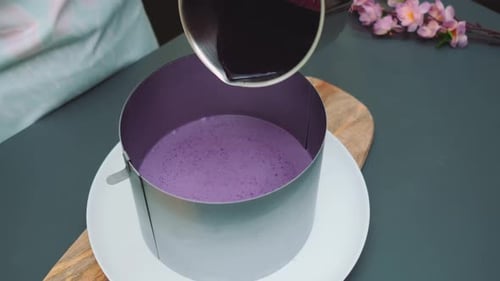 Making a Dessert Cake with Dark Filling