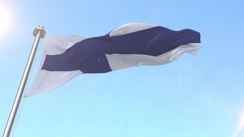 Realistic 3D Animation of Finland National Flag Waving