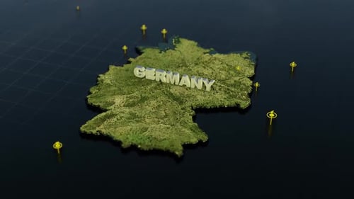 Animated 3D Map of Germany with Location Pins