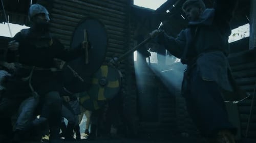 Medieval Battle in Village with Swords and Shields