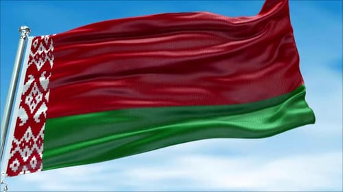 Realistic Waving Flag Animation Against Blue Sky