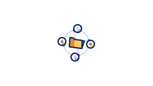 Animated Data Sharing Network Icon in Flat Design