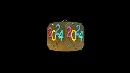 Golden Rotating 2024 New Year Celebration Graphic