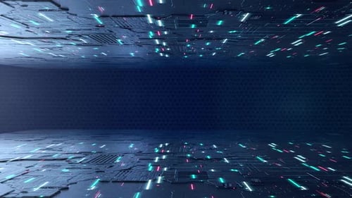 Abstract spiral Vj animation blue and red neon background for dance music 3d render