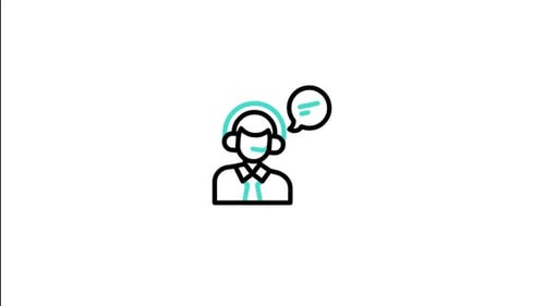 Animated Customer Support Agent Icon with Speech Bubble