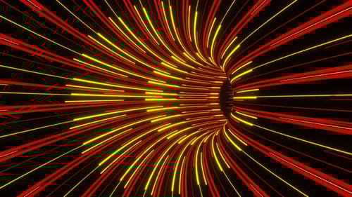 Abstract Red Yellow Neon Lines Glowing Tunnel Light Speed Energy Vortex. 4k Vidios