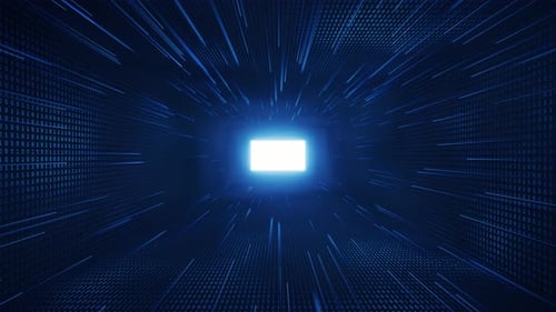 Túnel digital do ciberespaço azul escuro