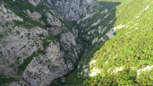 Beautiful Waterfall in Green Forest Top View