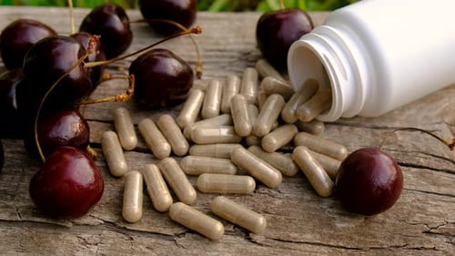 Cherry Extract in Supplements Selective Focus