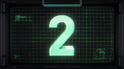 3 D Sci Fi Digital Countdown Screen Number 2