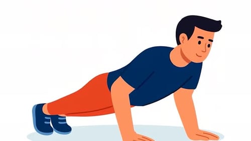 Man Doing Push Up Workout - Fitness Exercise - Gym - Cartoon Animations