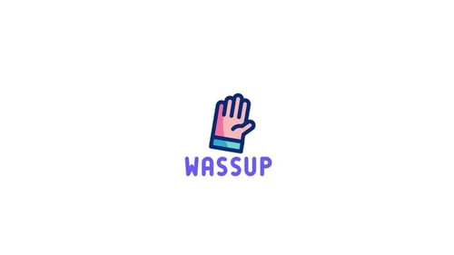 Animated Hand Icon and WASSUP Text Greeting