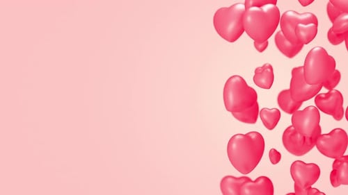 3D Pink Hearts Floating Romantic Background Animation