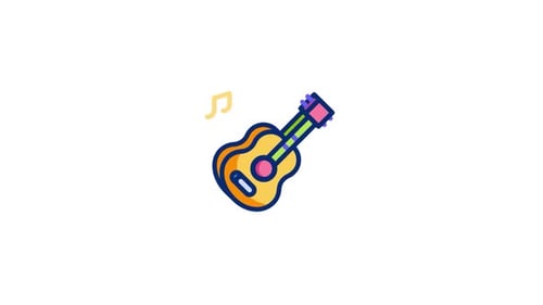 Animated Flat Design Music Guitar Icon Loop