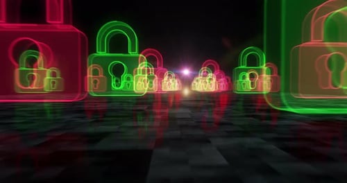 Symboles de cybersécurité et de protection informatique numérique Loop Cyber Concept