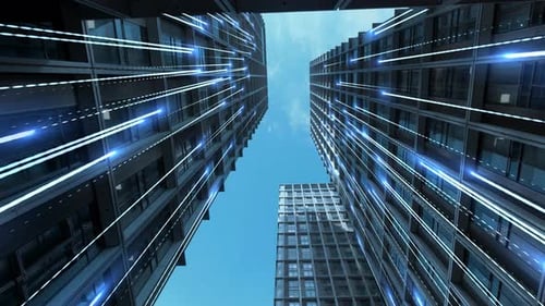 Concepto de ciudad inteligente y red de comunicaciones